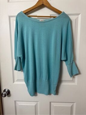 Mossimo Supply Co. Light Aqua Off-the-Shoulder Sweater